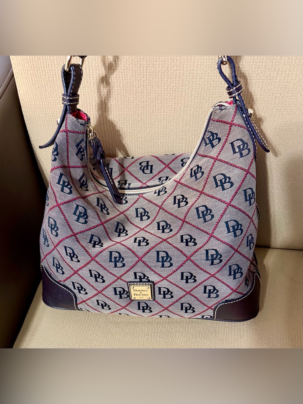 Dooney & Bourke Monogram Red Diamond Large Shoulder Bag 16(L) x 11(W)